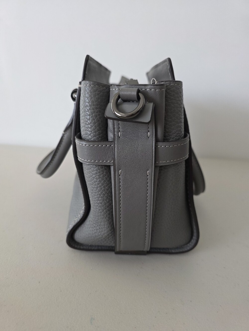 Coach Swagger 27 Carryall Pebbled Leather Satchel in Heather Gray Gunmetal 87295 - Picture 4 of 12